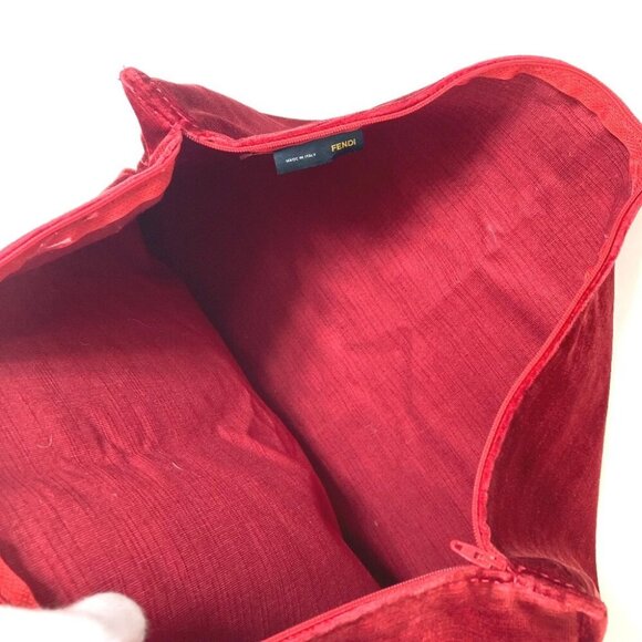 FENDI rhinestone interior swarovski logo Cushion Cover cushion Velor Red - Picture 8 of 9